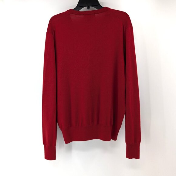 BROOKS BROTHERS Sweater‎ Men's L Red Saxon Wool Knit V Neck Long Sleeve - Picture 4 of 11